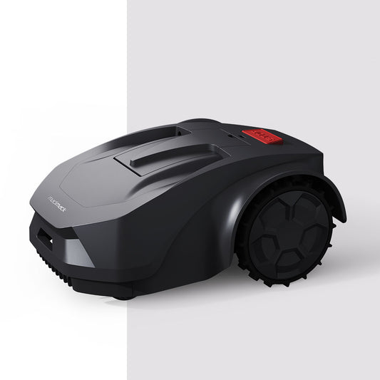 Robotic lawn mower on a white background